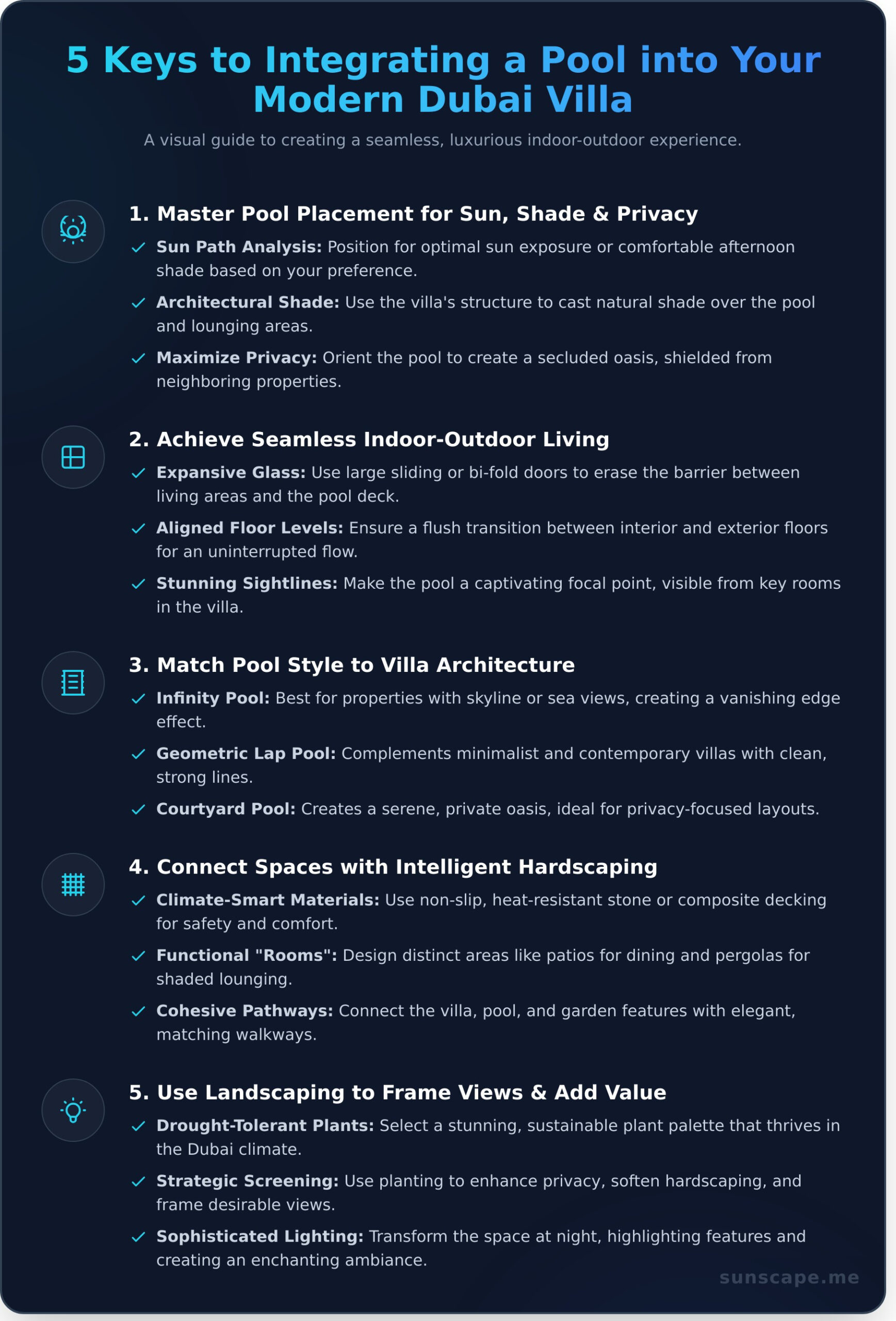 Modern Villa Plan with a Pool: 5 Essential Design Tips for Dubai - Infographic